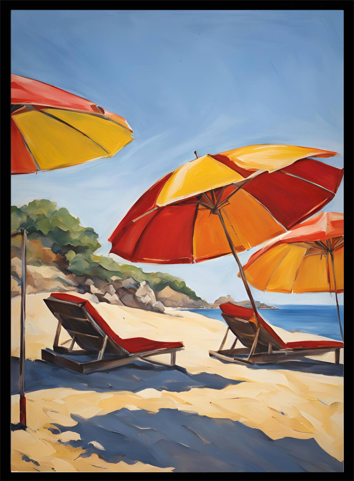 Onder de parasol aan zee