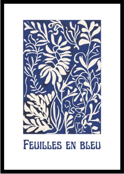 Feuilles en bleu Poster